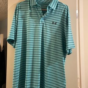 Turquoise and navel striped under armor shirt